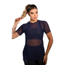 Camiseta Fitness Feminina Transparente Tule