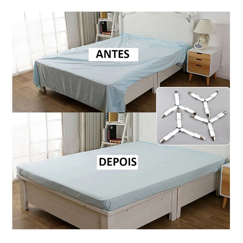 Prendedor de lençol Elástico Ajustável Cama Segura lençol Fixador Esticador Presilha Kit c/ 4