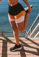Short Fitness Preto Detalhe Laranja e Branco