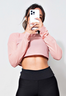 Blusa Cropped Dry Rosê Feminina Fitness
