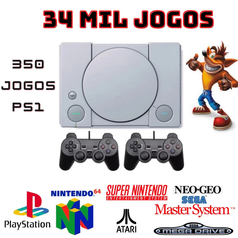 Mini Super Game Retro 34.000 mil Jogos 32gb 2 Controles