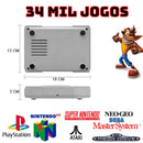 Mini Super Game Retro 34.000 mil Jogos 32gb 2 Controles