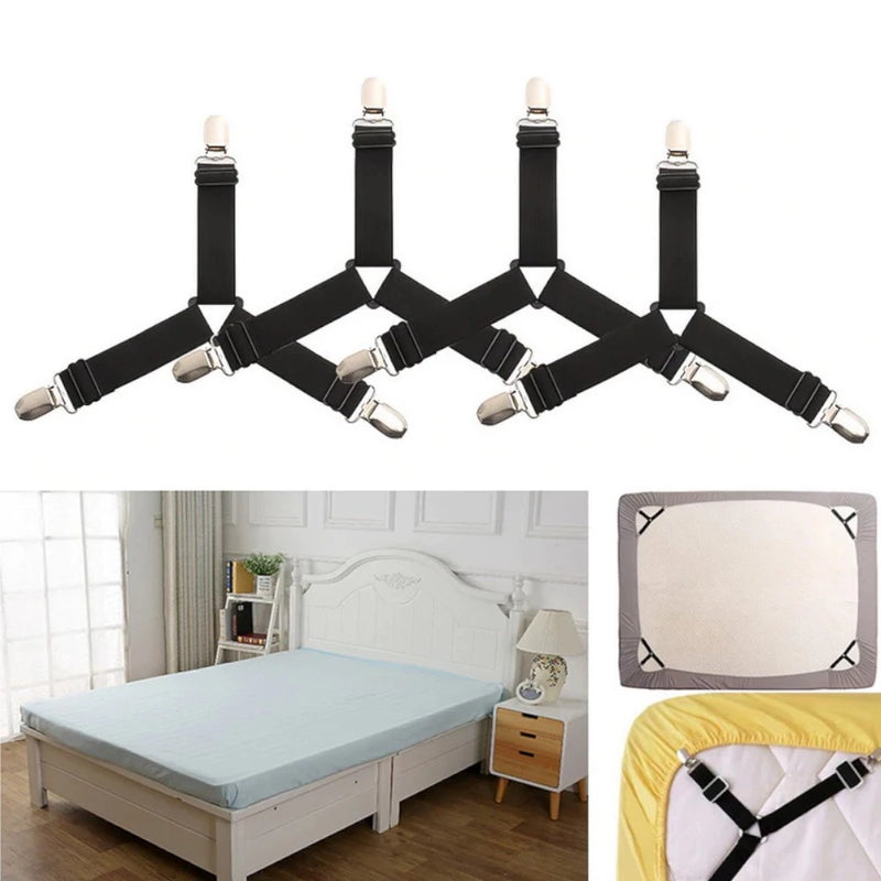 Prendedor de lençol Elástico Ajustável Cama Segura lençol Fixador Esticador Presilha Kit c/ 4