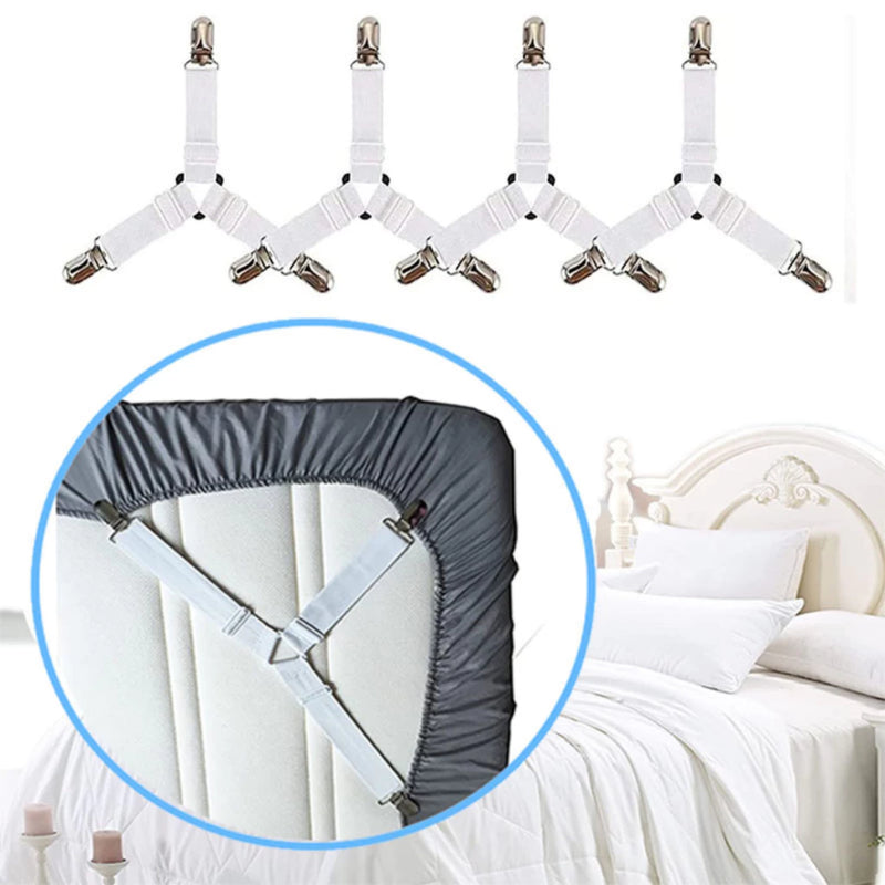 Prendedor de lençol Elástico Ajustável Cama Segura lençol Fixador Esticador Presilha Kit c/ 4