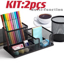 Porta Lápis + Porta Treco Organizador de Mesa de Escritório Kit caneta metal aramado