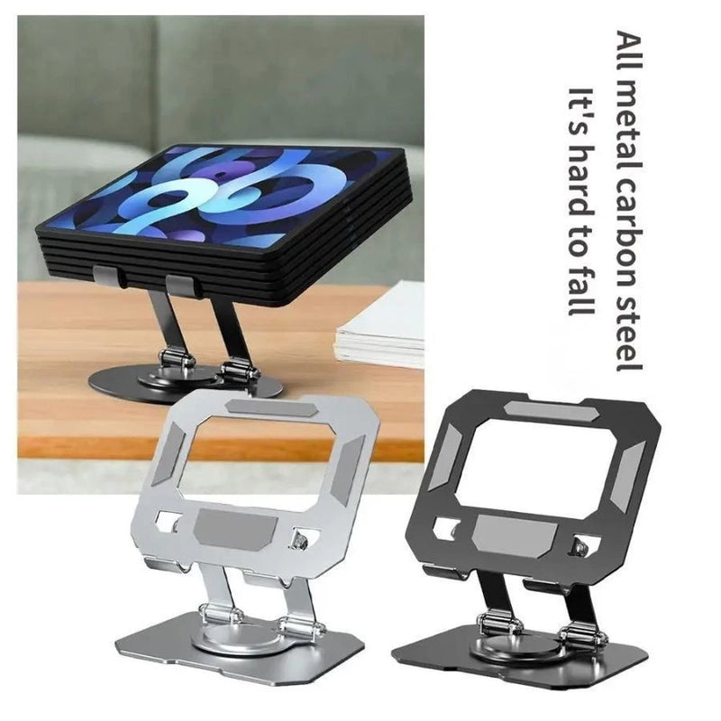 Suporte Alumínio de Mesa Base Rotatória Ajustável Dobrável 360º Para Tablets