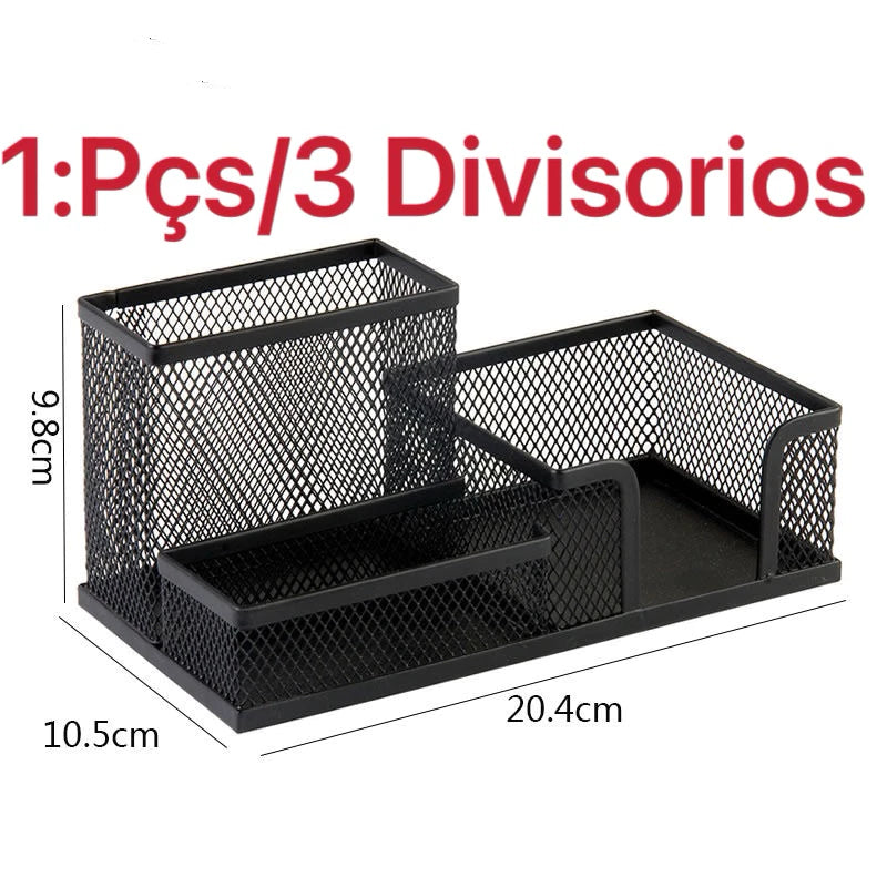 Porta Lápis + Porta Treco Organizador de Mesa de Escritório Kit caneta metal aramado