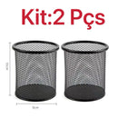 Porta Lápis + Porta Treco Organizador de Mesa de Escritório Kit caneta metal aramado