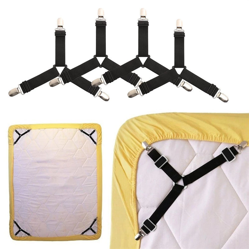 Prendedor de lençol Elástico Ajustável Cama Segura lençol Fixador Esticador Presilha Kit c/ 4
