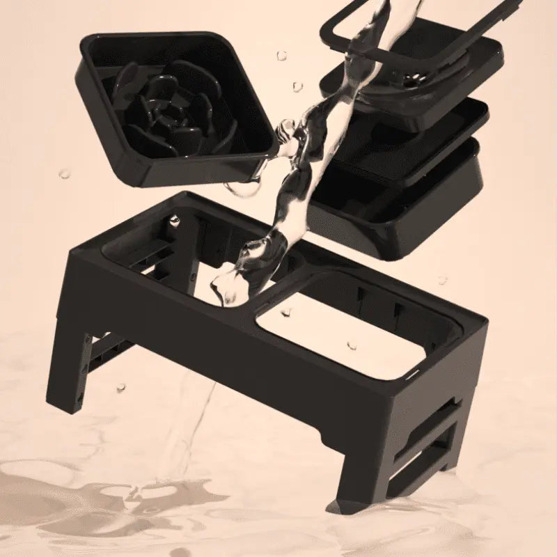 Comedouro e Bebedouro Elevado Ajustável para Cães e Gatos - Tigelas Inox