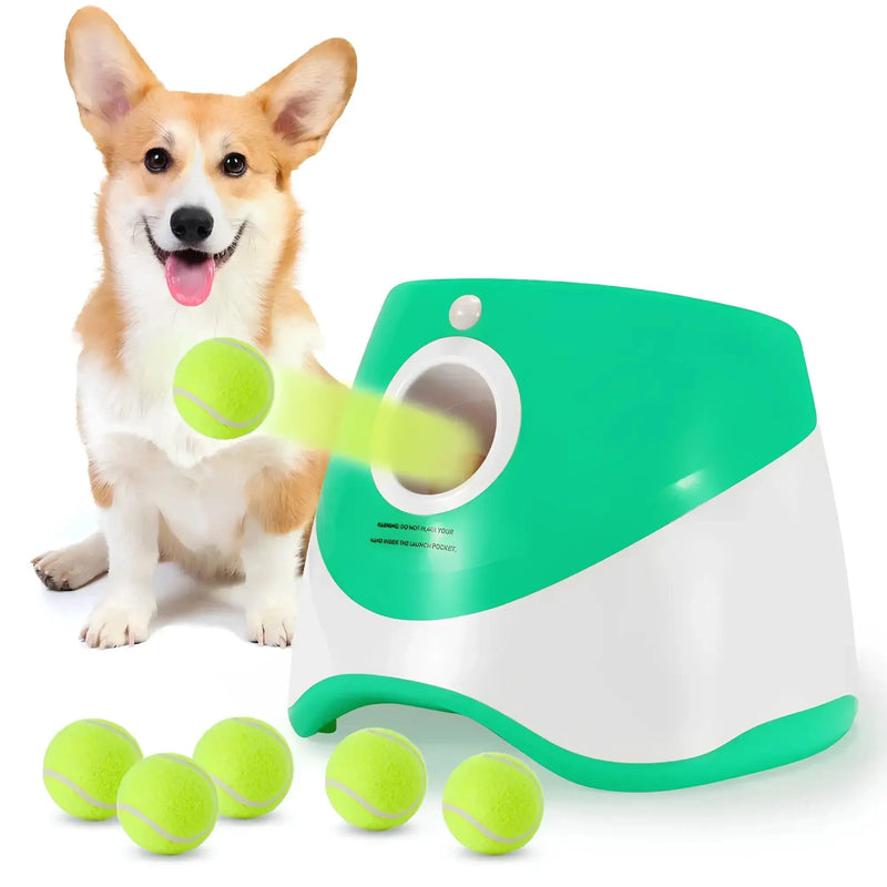 Lançador Automático de Bolinhas para Cães - Brinquedo Interativo com 3 Distâncias Ajustáveis