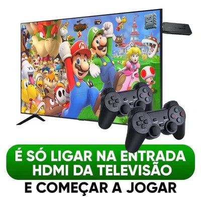 Game Stick 4k HDMI com 2 controles sem fio